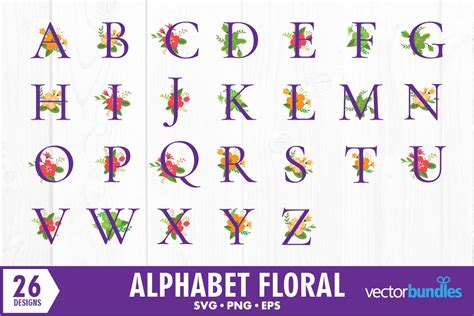 Alphabet Floral Svg Cut File Cut Files Design Bundles
