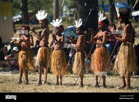 Aurukun Tanzgruppe Beim Laura Aboriginal Dance Festival Laura Queensland Australien