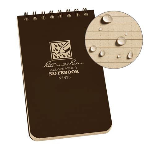 Rite In The Rain Weatherproof Top Spiral Notebook 3 X 5 Brown Cover