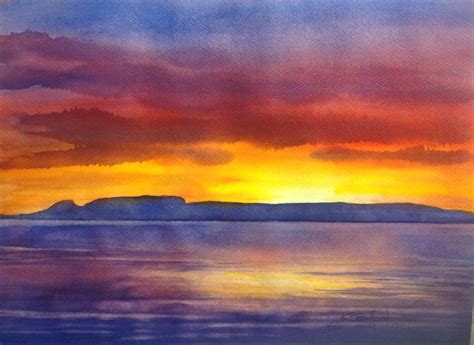 Sleeping Giant Sunrise Watercolour Painting By Ken Crawford Watercolor