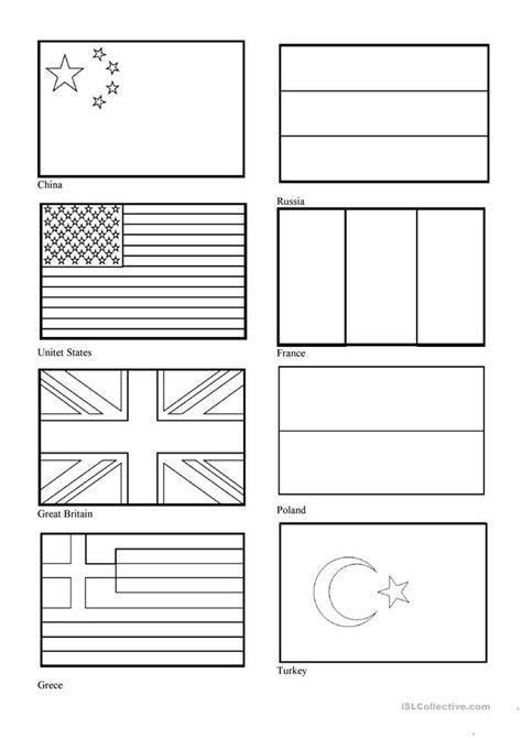 The Flags Of Different Countries Are Shown In This Worksheet