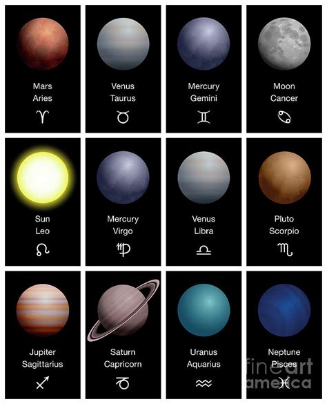 Zodiac Signs Planets Symbols Astrology Astronomy Digital Art By Peter
