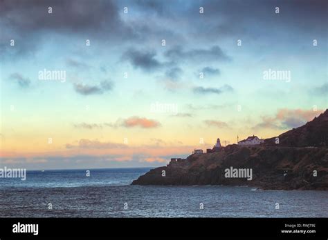 Sunrise Looking Through The Narrows Of St Johns Harbour Hi Res Stock