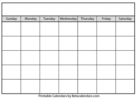 Blank Calendar Beta Calendars