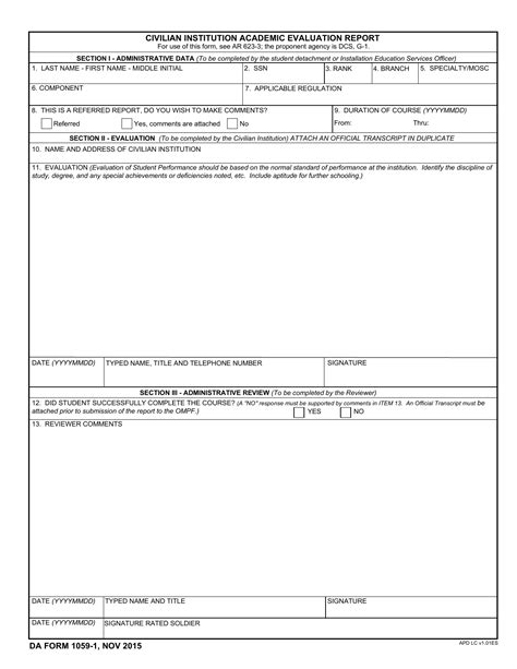 Da Form 1059 1 Fill Out Sign Online And Download Fillable Pdf