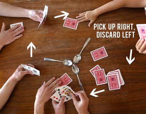 The spoons are placed in the center of the table within reach of all players and four cards are dealt to each player. How to play spoons {easy + HILARIOUS card game} - It's Always Autumn