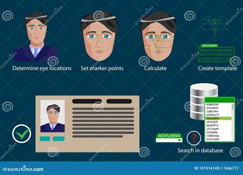 Vector Infographics Stages Of The Facial Recognition Process Stock