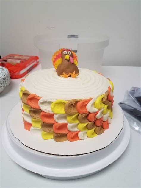 Thanksgiving Cake I Made For Our Potluck At Work Yesterday R Baking