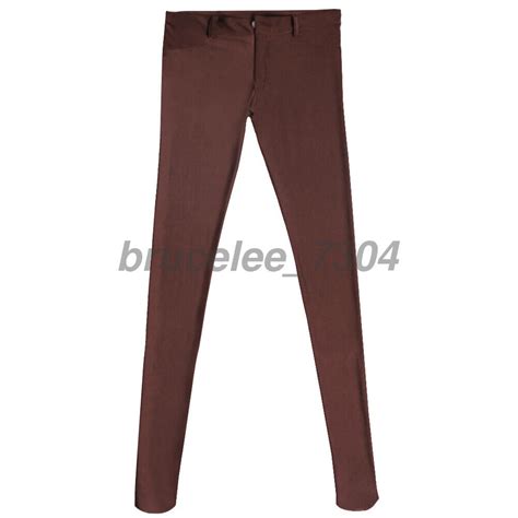 Mens Sexy Spandex Slim Fit Trousers Skinny Footed Tight Shiny Pants Clubwear Ebay