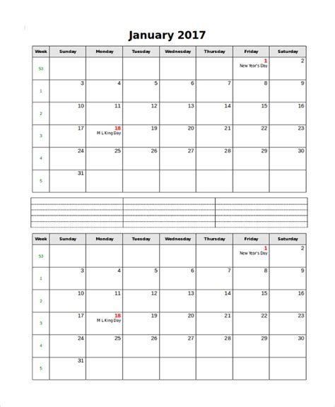 Free 13 Printable Monthly Calendar Samples In Pdf Ms Word Excel