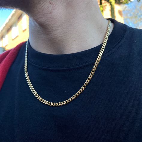18k Gold Chain Necklace Mens Chains Cuban Curb Thick 5mm Gold Etsy