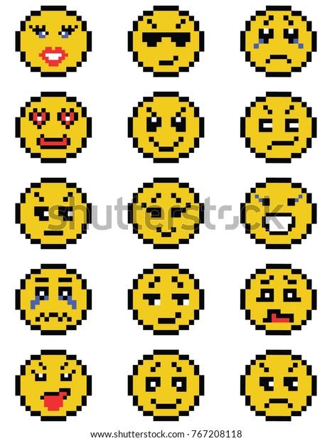 Vector Set Isolated Yellow Emoji Smile 库存矢量图（免版税）767208118