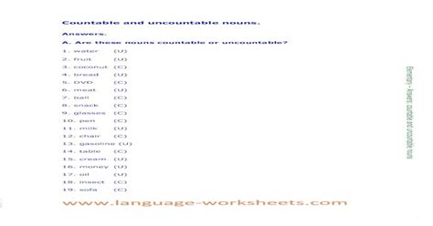 Countable And Uncountable Nouns Language And Uncountable Nouns