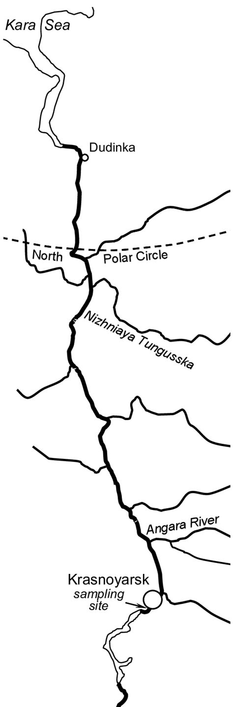 Map Of The Yenisei River Showing The Location Of The Study Site