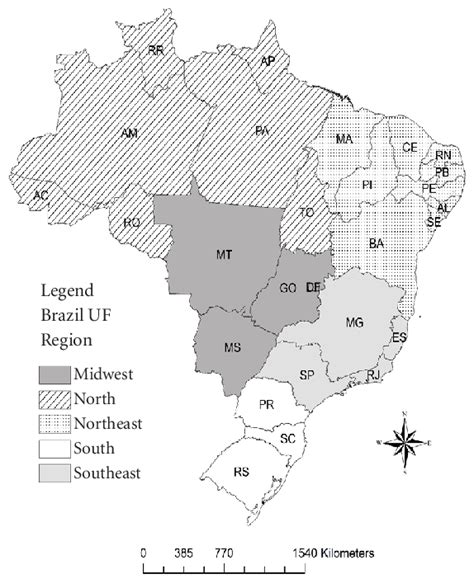 Political Division Of Brazil States And Regions Ac Acre Al