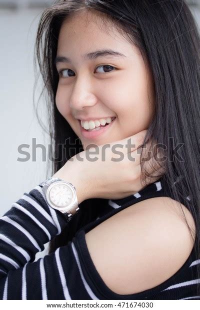 Portrait Thai Teen Beautiful Girl Relax Stock Photo 471674030