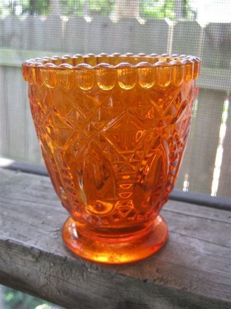 Orange Glass Pressed Glass Vintage Orange Glassware Collectible