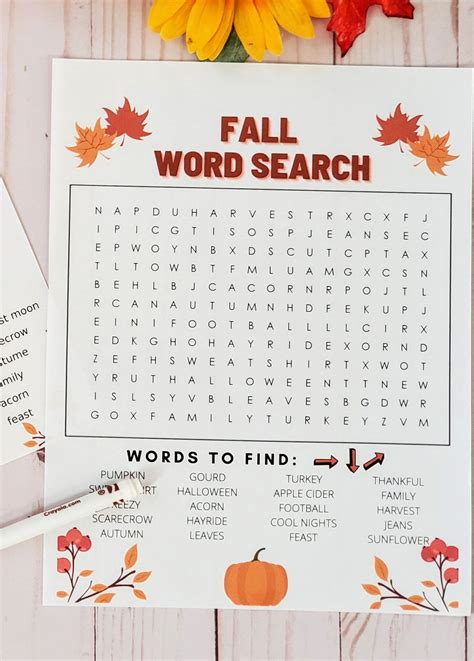Printable Fall Word Search Printable Word Searches