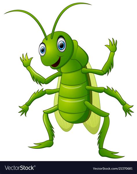 Happy Grasshopper Cartoon Waving Hand Royalty Free Vector