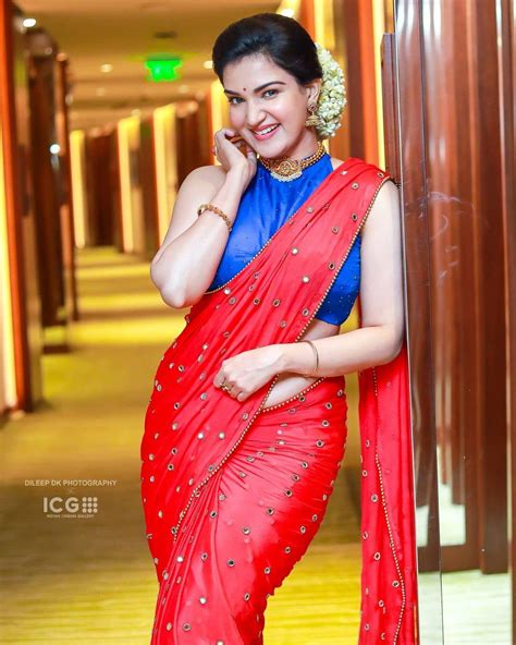 Honey Rose Beautiful And Sexy Photoshoot Honey Rose In Red Saree Hot Photos Gallery Photos HD