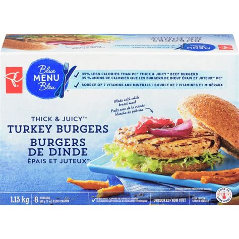 Blue Menu Thick And Juicy Turkey Burgers Presidents Choice 113 Kg à