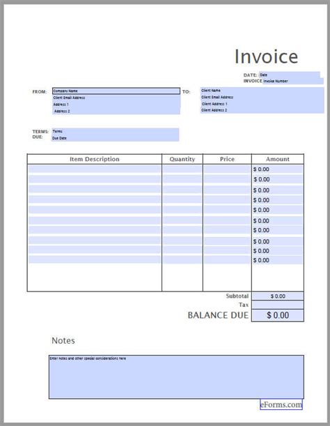 Free Blank Invoice Templates 30 Pdf Eforms Free Invoice Template Pdf