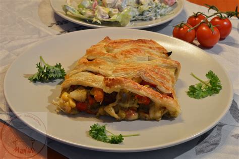 Ciasto francuskie z warzywami i Serem Korycińskim Swojskim Kulinarna Maniusia blog kulinarny
