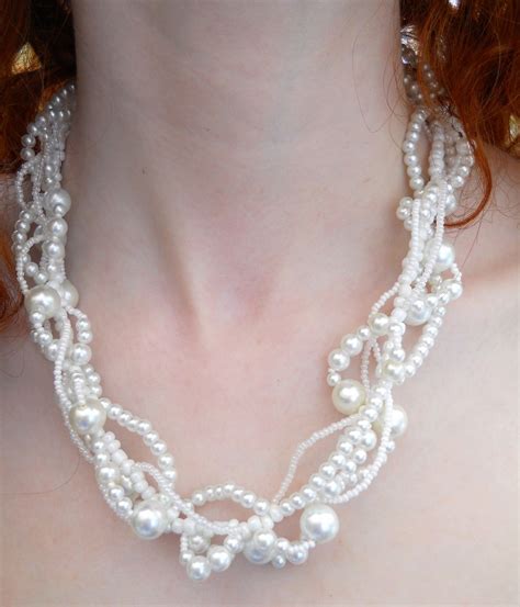 Multi Strand Necklace Pearl Necklace Wedding Necklace Etsy