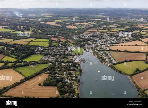 An Aerial View Of The Cornish Village Of Mylor Bridge Near Falmouth