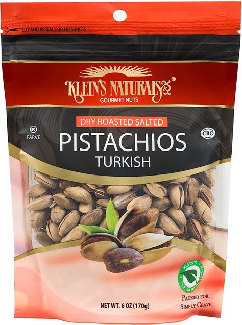 Kleins Naturals Dry Roasted Salted Turkish Pistachios Ounce Pack Of