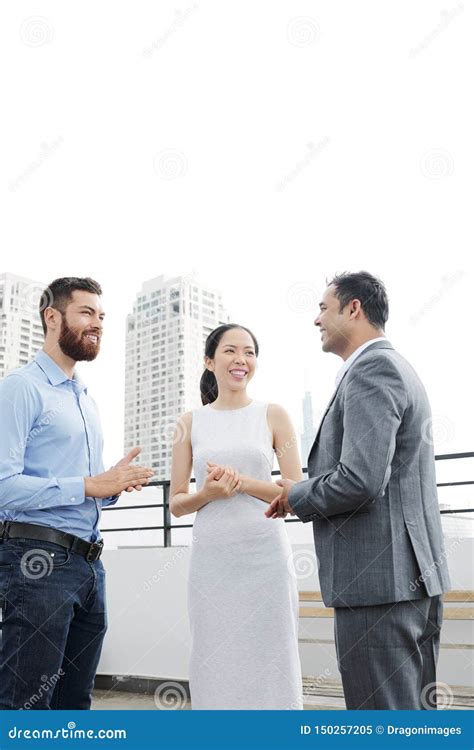 Business People Talking Outdoors Stock Image Image Of Cooperation