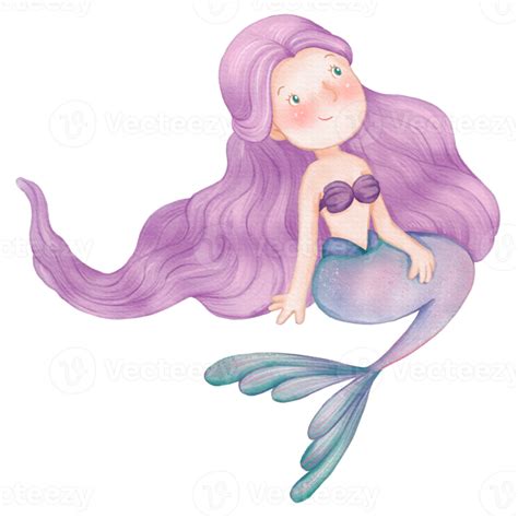 Watercolor Cute Mermaid Clipart Png 16626632 Png