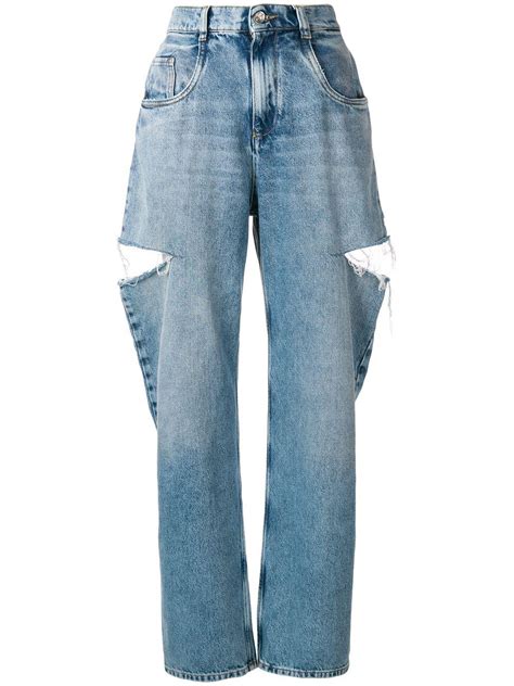 Maison Margiela Oversized Side Slit Jeans In Blue Lyst