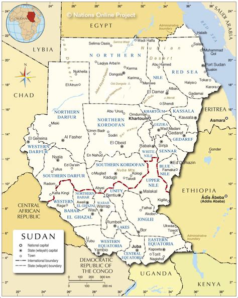 Administrative Map Of Sudan Nations Online Project