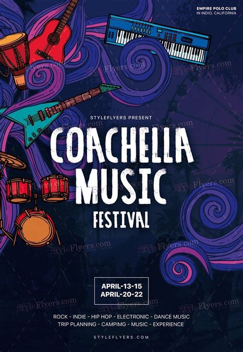 Coachella Music Festival Psd Flyer Template 23404 Music Poster