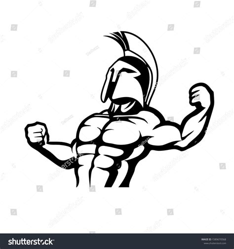 Spartan Fitness Logo Full Muscle Body Vector De Stock Libre De