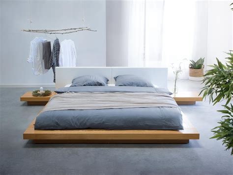 Designer Wooden Bed Japan 160 180 X 200 Cm Light Brown Beech With