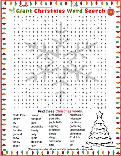 Christmas Word Search Puzzle Free Printable