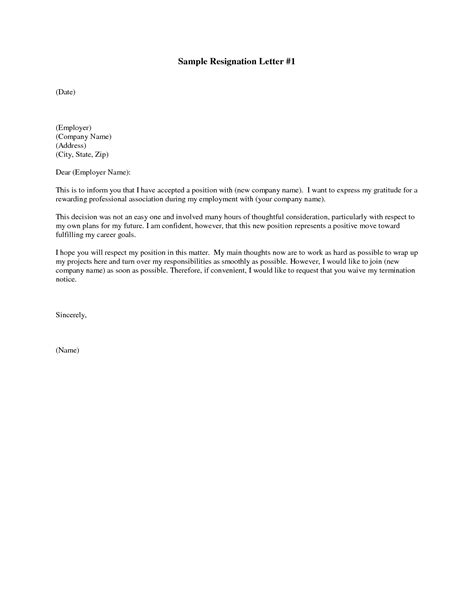 Free Printable Resignation Letter Template Collection Letter Template