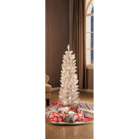 Holiday Time 6ft Pre Lit Rose Gold Tinsel Tree