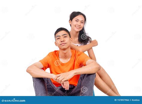 Young Boy And Girl Friends Sit Together Stock Photo Image Of Lady