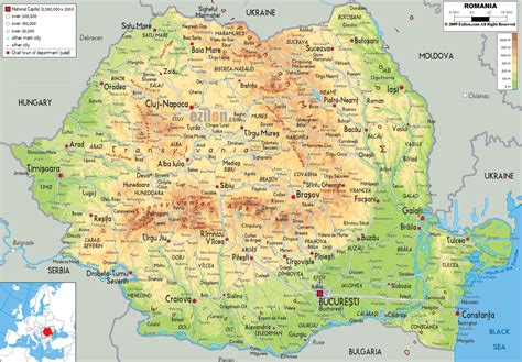 Large Physical Map Of Romania With Roads Cities And Airports Romania