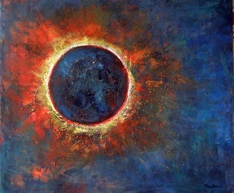 Solar Eclipse Abstract Painting Original Art Sun Moon On