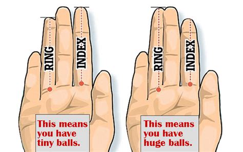 look at your right hand if ring finger is longer than index finger you might have big balls