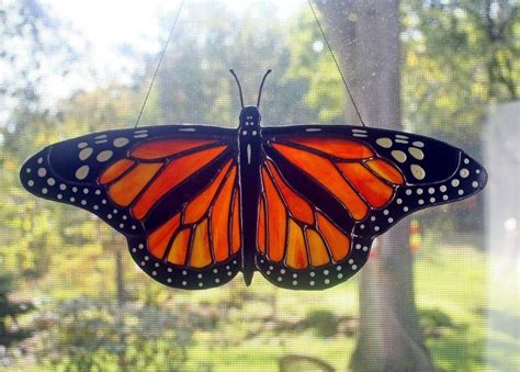 Monarch Butterfly Stained Glass Sun Catcher Wildlife Art
