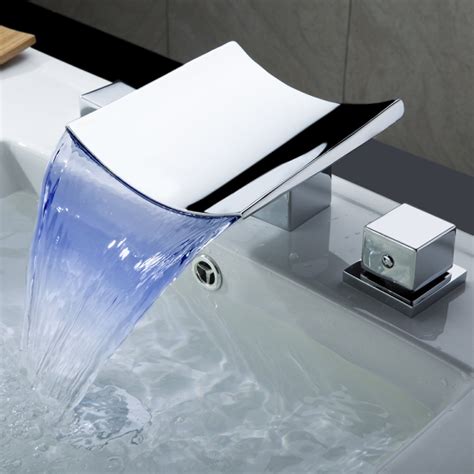 Derengge two handle bathroom sink faucet. LED Color Changing Luxury Chrome Widespread Bathroom Sink ...