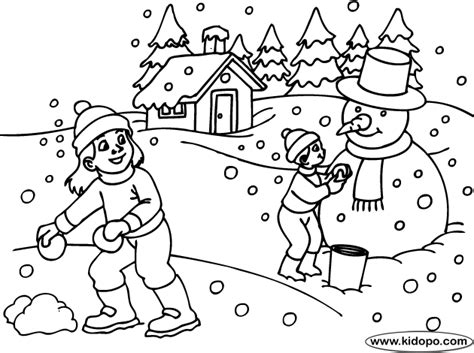 Children Playing In The Snow Coloring Pages