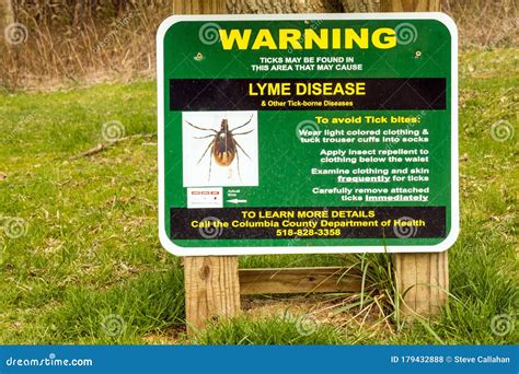Warning Sign For Ticks And Lyme Disease Editorial Stock Photo Image