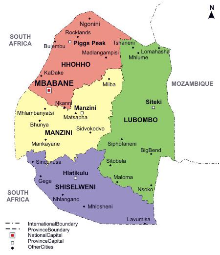 How many states are in swaziland. Swaziland detailed political map with regions and cities ...