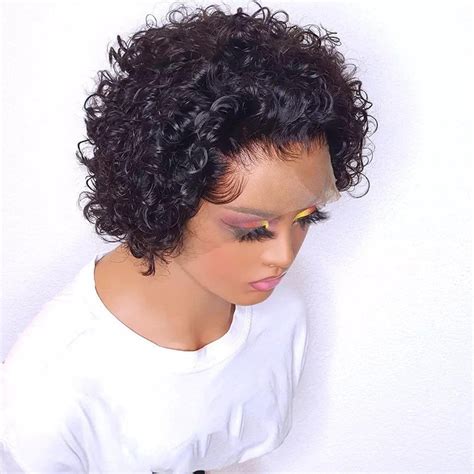 Pixie Cut Lace Wig Short Curly Human Wig Brazilian Curly Hair Wig Fron